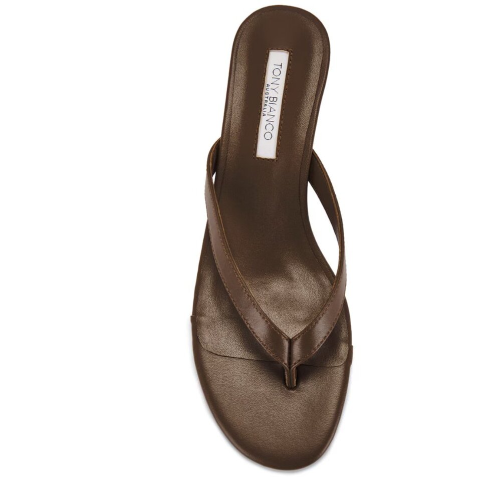 Tony Bianco Pluto Sandal Liqueur Brown Heeled Flip Flops Thong Heels 5.5 / 35.5 - Picture 5 of 12
